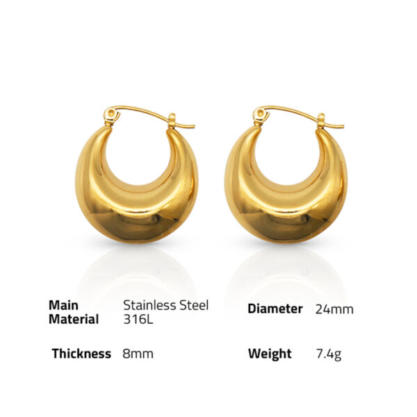 Chris April in stock 316L Stainless Steel PVD gold plated minimalist hollow hoop earring - Image 6