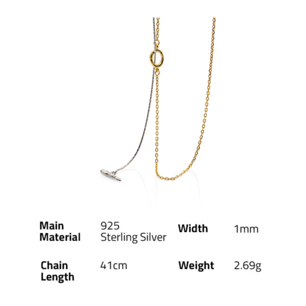 Chris April 925 sterling silver 14k gold plated T-bar design Contrast Double layer necklace for girls - Image 6