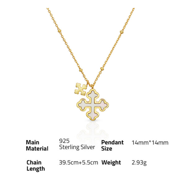 Chris April in stock 925 Sterling silver gold plated cross shell pendant necklace for Female - Image 6