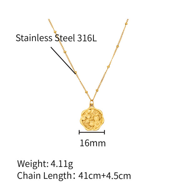 Chris April 316L stainless steel 18K gold plated satellite-chain cameo fashion round simple birth flower pendent necklace - Image 6