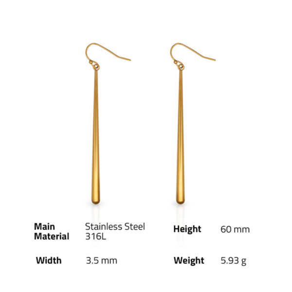 Chris April in stock 316L Stainless Steel PVD gold plated minimalist stick drop earring - Image 6