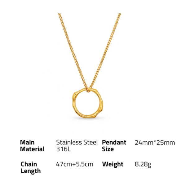 Chris April fashion jewelry in stock PVD gold plated 316L stainless steel Retro shaped sweater chain necklace with Round pendant - Image 6