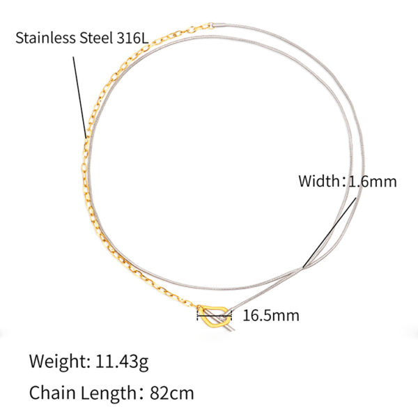 Chris April toggle clasp 316L stainless steel layer contrast color gold multi-way chain necklace - Image 6