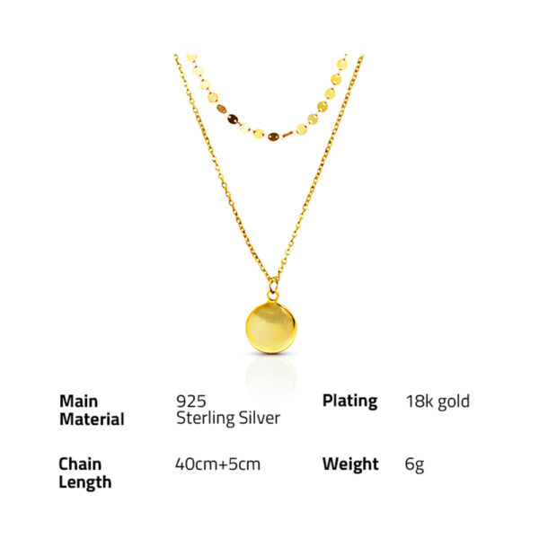 Chris April simple design 925 sterling silver gold plated double-layer choker and pendant necklaces - Image 6