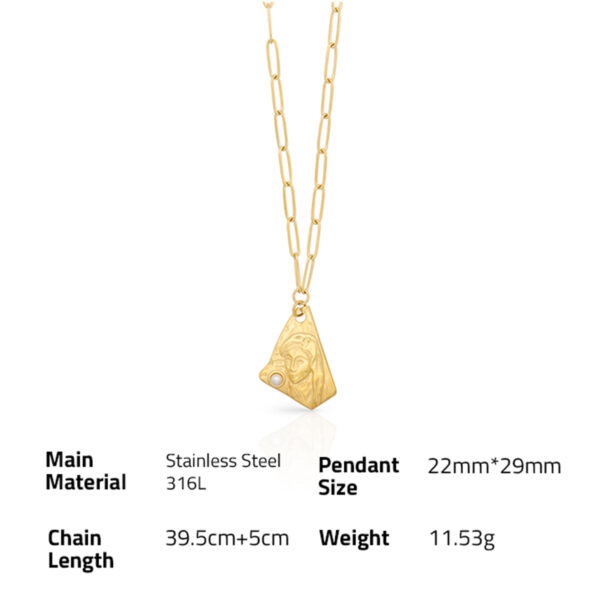 Chris April 316l stainless steel gold plated irregular shape fresh water pearl Sweater chain pendant necklace - Image 6