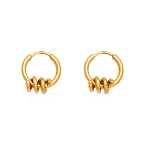 Chris April 316L stainless steel mini hoop fashion jewelry earrings 18K gold plated spiral spring 2023  huggies hoops earring - Image 3