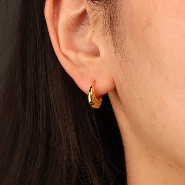 Chris April 925 sterling silver wholesale 18k gold plated concentric circles small hoops huggies earrings - Image 3