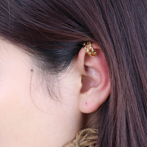 Chris April 925 sterling silver gold plated gold two layers custom ear clips cuff - Image 3