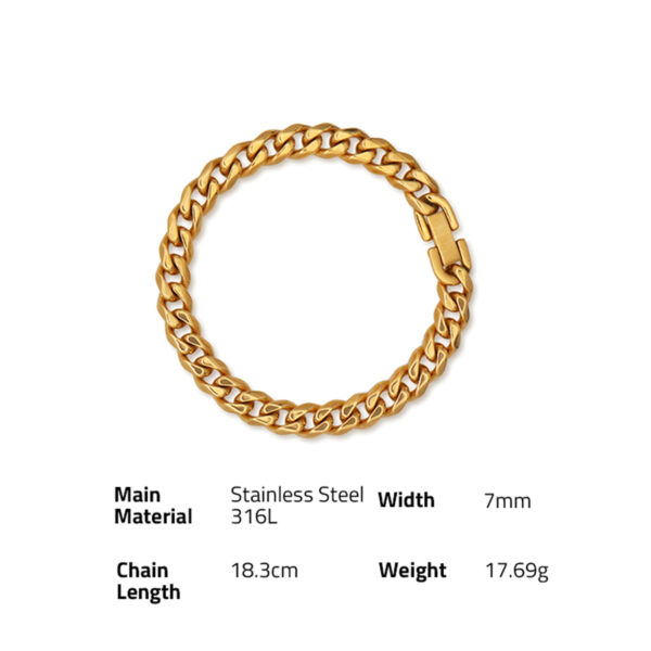 Chris April in stock 316L stainless steel simple PVD gold plated heavy cuban link chain bracelet - Image 6