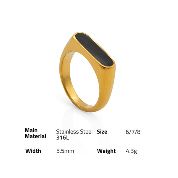 Chris April in stock PVD  gold plated 316L stainless steel Personalized Epoxy black enamel ring - Image 6