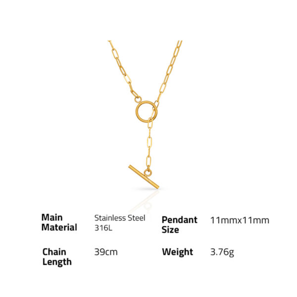 Chris April fashion korean version 18k gold plated stainless steel T-bar link chain necklace for women - Image 6