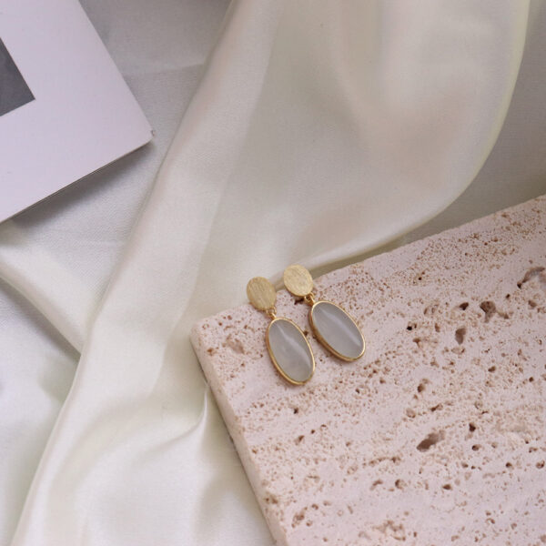 Chris April In Stock 925 sterling silver gold plated Latest Artificial manmade jade Earrings - Image 3