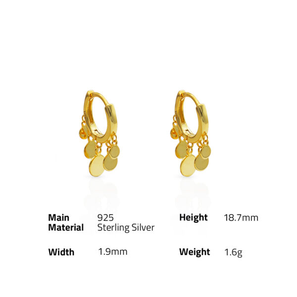 Chris April fine  jewelry 925 sterling silver 18k gold plated cute huggies flakes tassels hoop earrings - Image 6