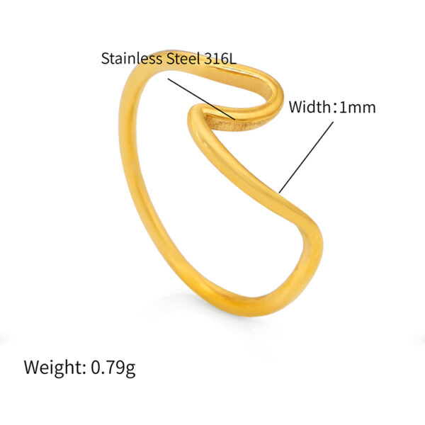 Chris April 316L stainless steel 18k gold plated jewelry waterproof adjustable twisted rings - Image 3