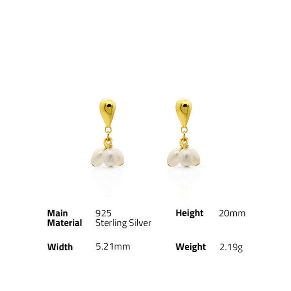 Chris April fine jewelry 925 sterling silver gold plated freshwater pearl tassels drop simple earrings - Image 6