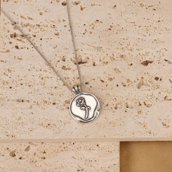 Chris April silver plated 925 sterling silver rose cameo pendant necklace - Image 4