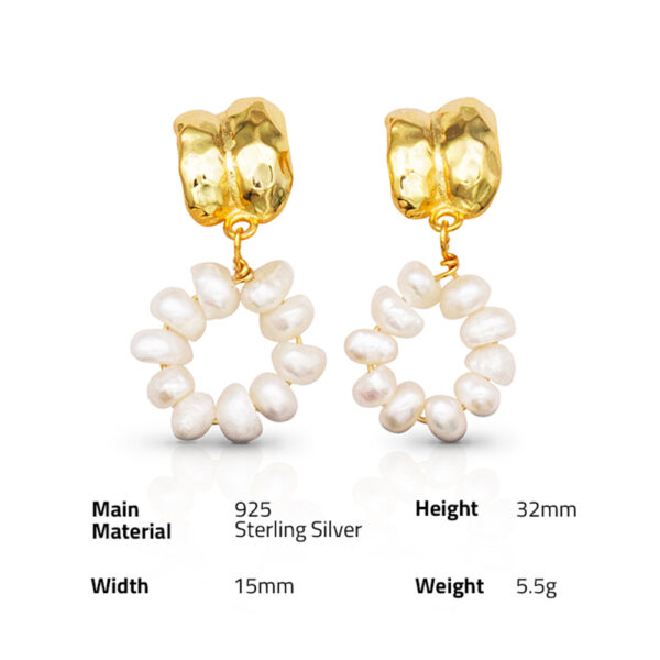 Chris April trendy in stock 925 sterling silver 18k gold plated baroque pearl hoop jewelry earrings - Image 6