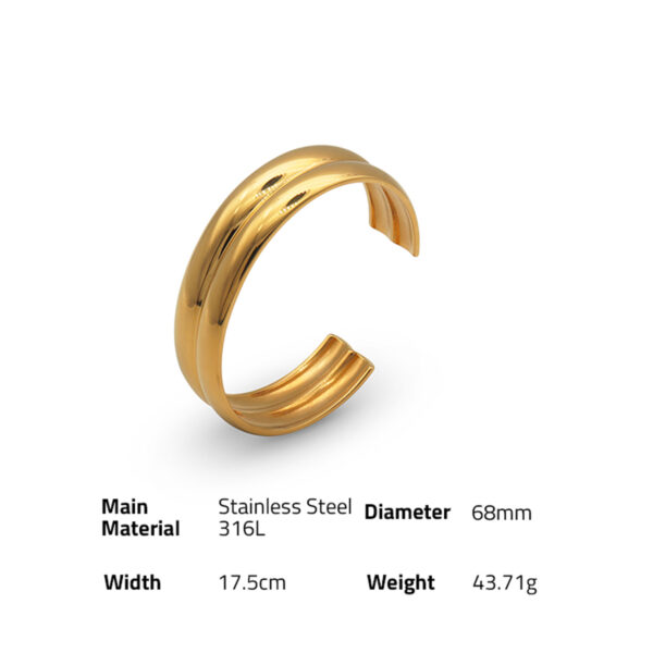 Chris April in stock 316L stainless steel PVD gold plated water-proof bangle cuff bracelet - Image 6