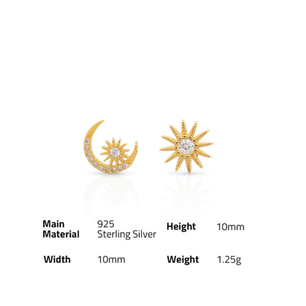 Chris April Moon and star Fashion 925 Sterling Silver women Stud Earring Sets - Image 6