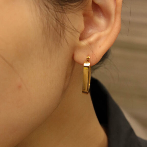 Chris April in stock 316L Stainless Steel PVD gold plated geometry hoop jewellery earring - Image 5