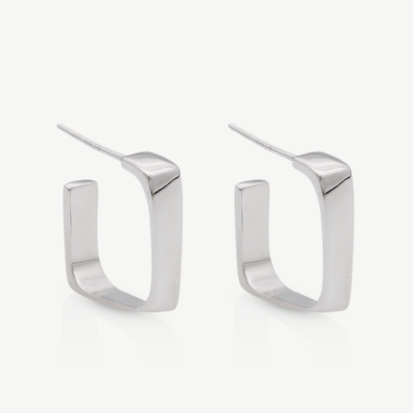 Chris April silver plate 925 sterling silver square hoops earring - Image 6