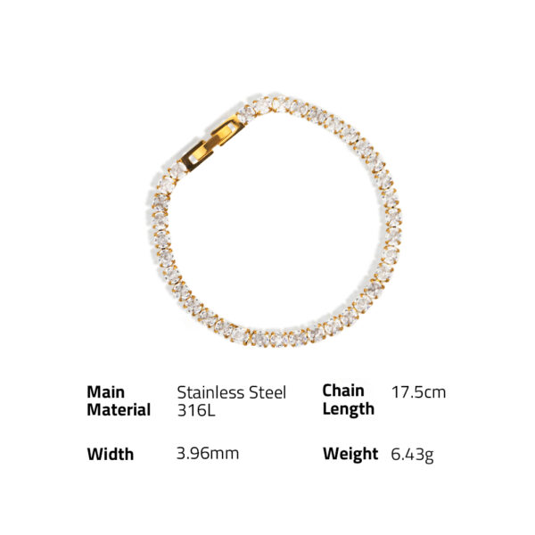 Chris April fashion 316L stainless steel 18k PVD plated charm tennis link chain zircon hiphop bracelets - Image 6