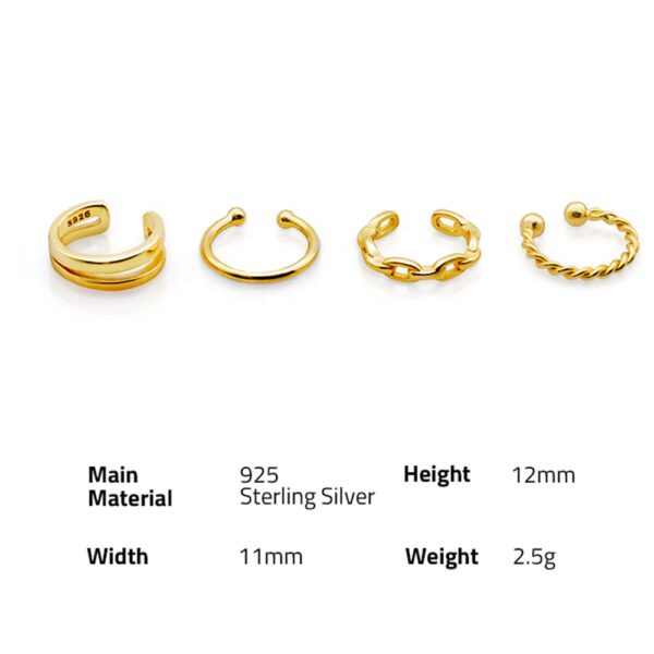 Chris April fine jewelry 925 sterling silver gold plated adjustable simple ear cuff earring - Image 6