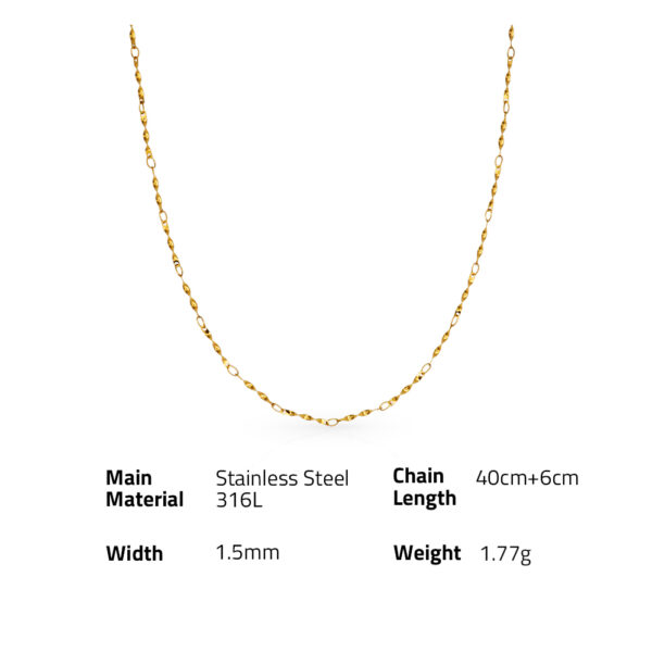 Chris April in stock 316L Stainless steel PVD plated minimalist thin choker wave chain necklace - Image 6