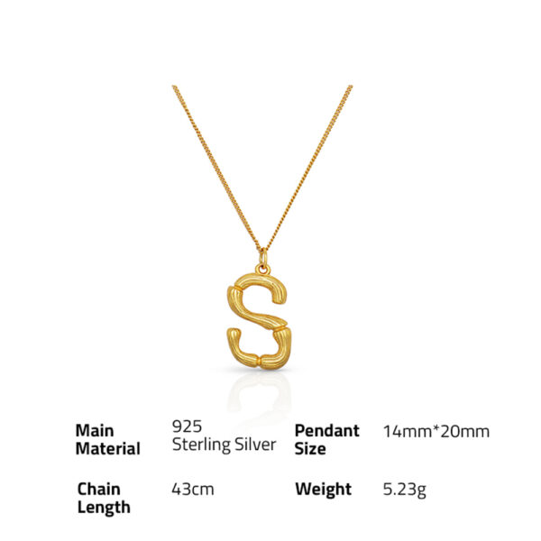 Chris April Simple design 925 sterling silver gold plated 18k gold plated jewelry alphabet S shaped pendant necklaces - Image 6