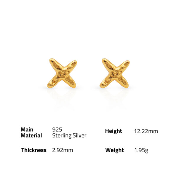 Chris April fine jewelry 925 sterling silver gold plated Custom vermeil hammer cross Stud earrings for women - Image 6