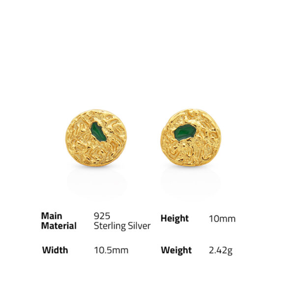 Chris April In Stock  gold plated Wrinkled texture geometric round glue 925 sterling silver Stud Earrings for women - Image 6