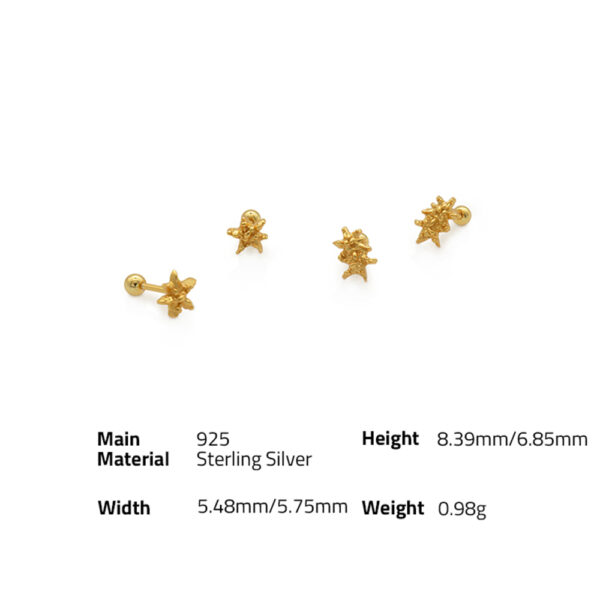 Chris April fine jewelry 925 sterling silver minimalist screw starfish ear back earring - Image 6