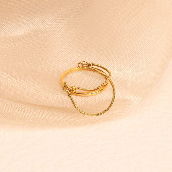 Chris April 316L stainless steel PVD gold plating snake chain layered ring - Image 4