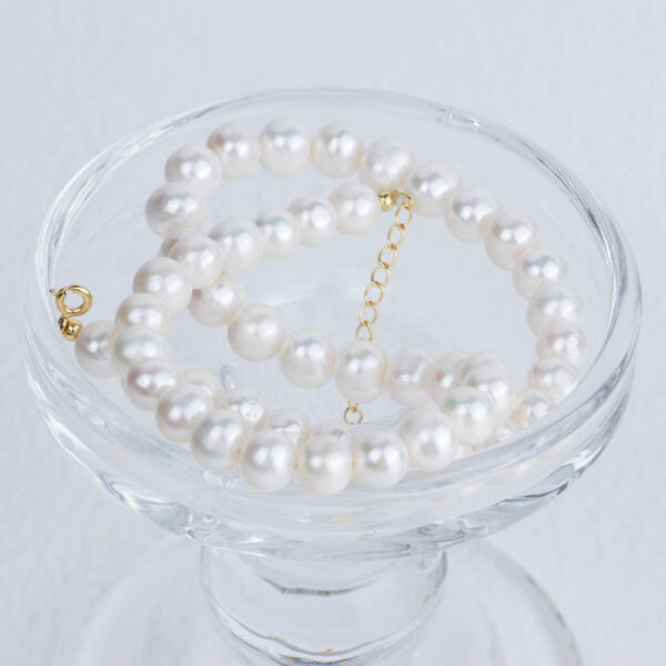 Chris April in stock 925 sterling silver 18k gold plated freshwater baroque pearl 8mm chain bejewelry necklace - Image 4