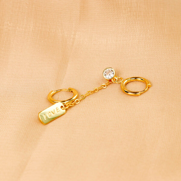 Chris April silver 925 gold plated handcuff  zircon hoop earrings - Image 3