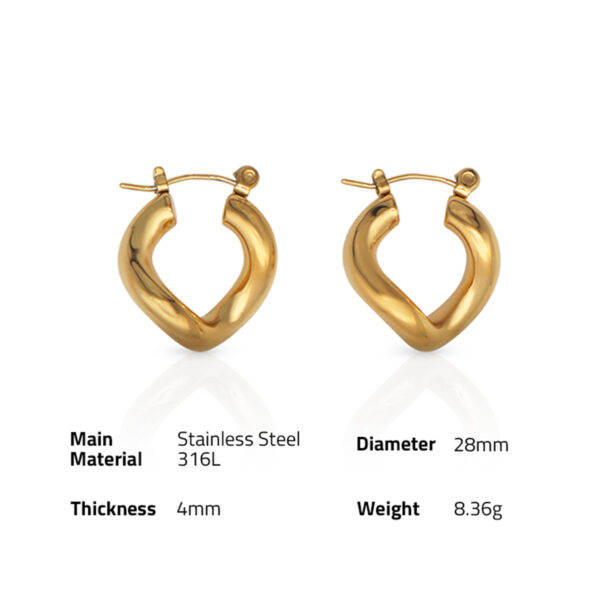 Chris April in stock trendy 316L Stainless Steel PVD gold plated minimalist twisting hoop earring for women - Image 6