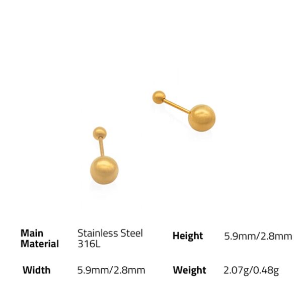 Chris April fashion jewelry 316L stainless steel pvd gold plated non-tarnish beads stud earrings - Image 6