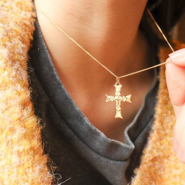 Chris April minimalistic 925 sterling silver gold plated cross pendant necklaces for women - Image 3