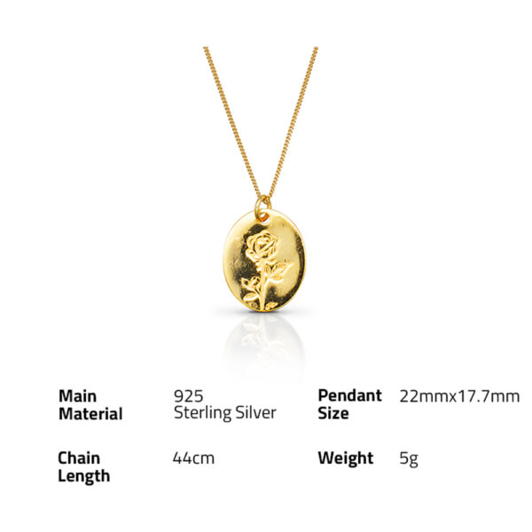 Chris April In stock gold plated 925 sterling silver choker rose flower pendant necklaces - Image 6