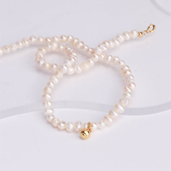 Chris April in stock 925 sterling silver gold plated natural freshwater pearls bead pendant charm choker necklaces - Image 4