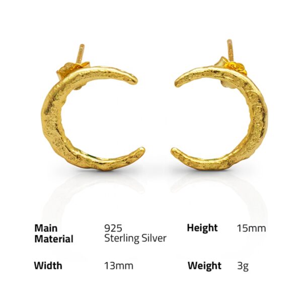 Chris April fashion 925 sterling silver 18k gold plated Tinfoil Moon earrings - Image 6