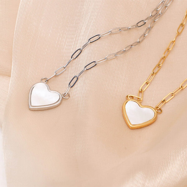 Chris April 316L stainless steel PVD gold plating heart sea shell link chain necklace - Image 6