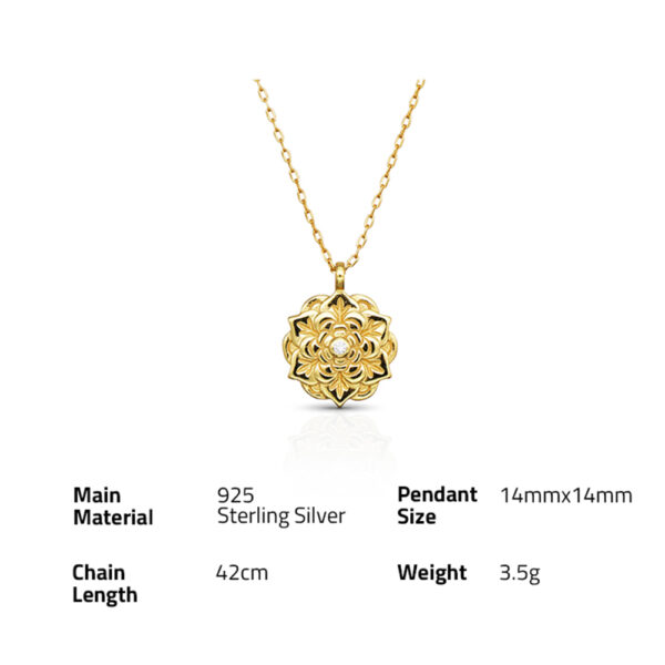 Chris April Simple design gold plated 925 silver flower zircon pendant necklaces for women - Image 6