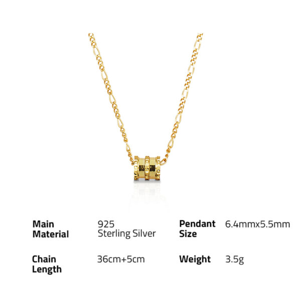 Chris April hot style in stock 925 Sterling silver gold plated fashion designs Round Tube pendant necklaces with figsro chain - Image 6