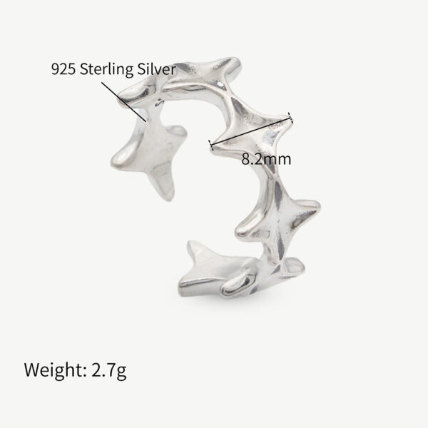 Chris April 925 sterling silver stars bumpy ring - Image 4