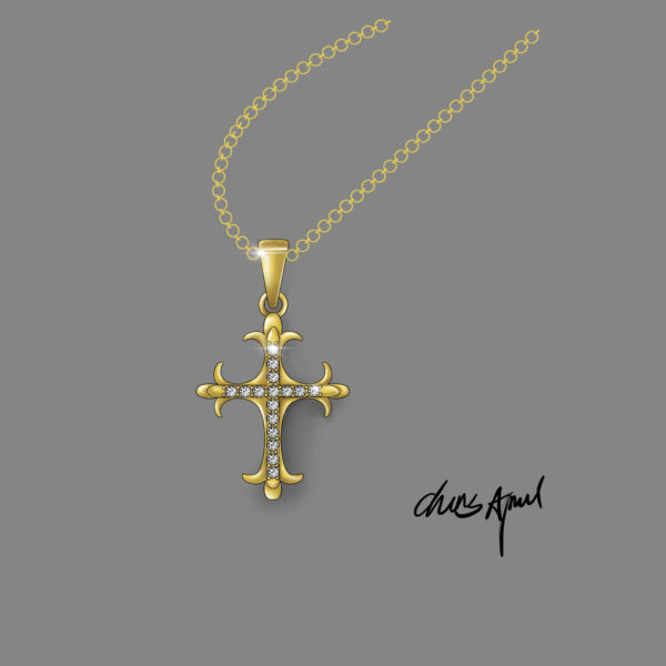 Chris April Fine Jewelry 925 Sterling silver 18K gold plated cross pendant necklace with Zircon - Image 5