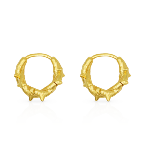 Chris April gold plate 925 sterling silver organic texture bumpy corner hoops earring - Image 6