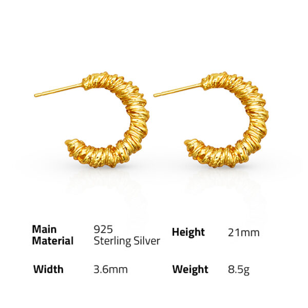 Chris April 925 sterling silver gold plated wire wrapped twisted hoop earrings for women - Image 6