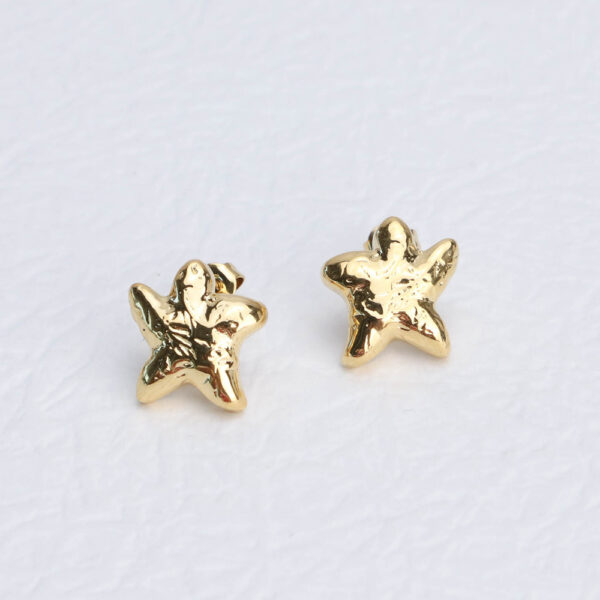 Chris April fashion jewelry brass PVD gold plating sea star bumpy surface 925 pin stud earring - Image 4