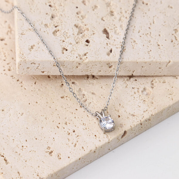 Chris April 316L stainless steel gold solitaire zircon diamond necklace woman high quality - Image 6